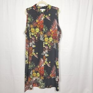 Floral Sleeveless Button-Up Dress Tunic #2649